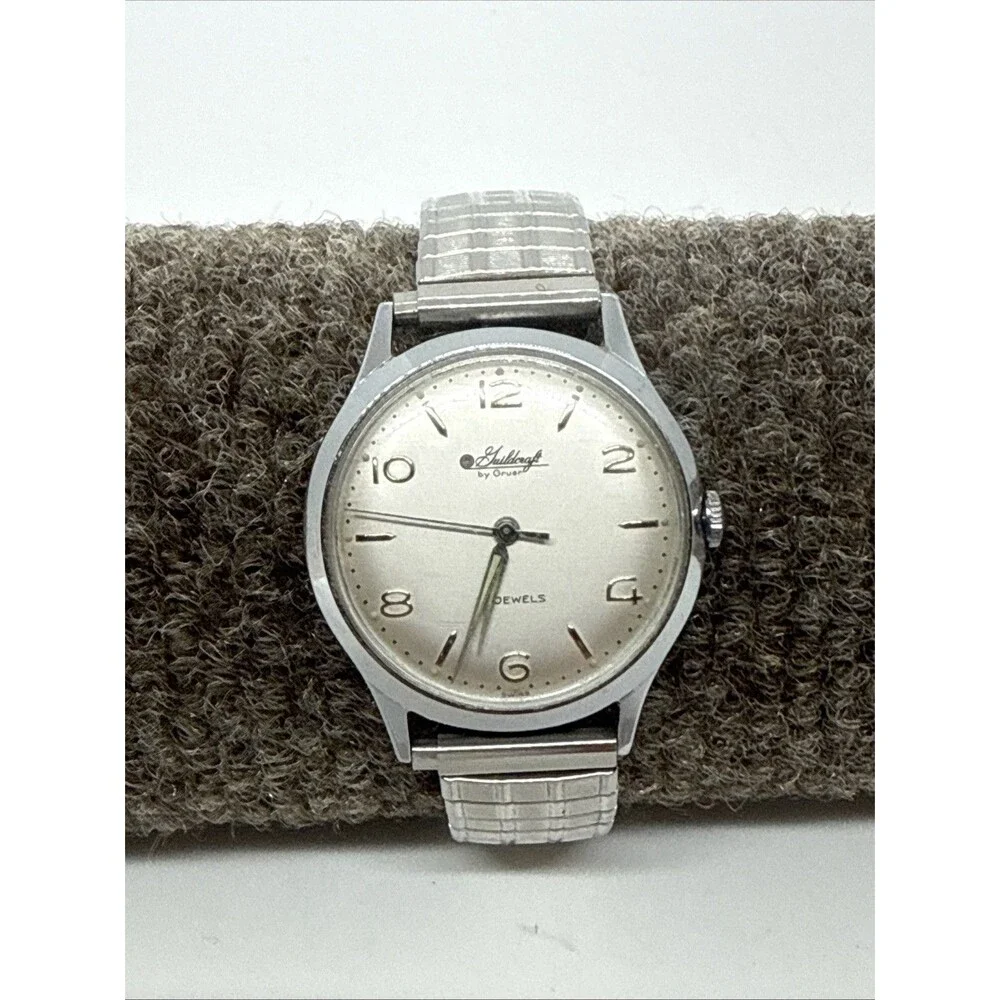Vtg Guildcraft by Gruen Men Dress 17 Jewels Mechanical Wind 34mm Watch 6 1/2